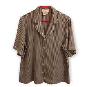 Vintage 80s black and white striped, oversized button down shirt.